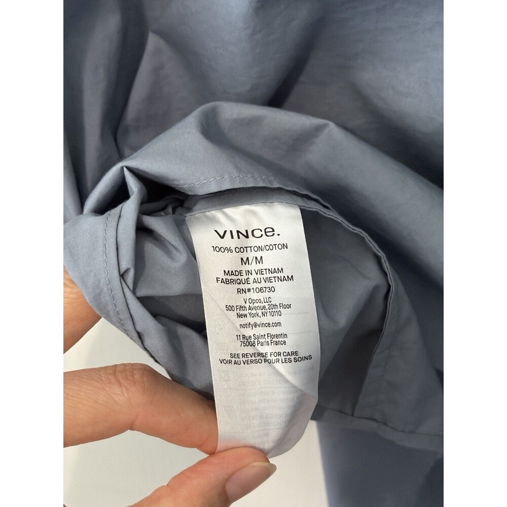 Vince NWT 100% Cotton Sleeveless Button Down Shirt M Blue Oversized Relaxed $248 - Picture 4 of 9
